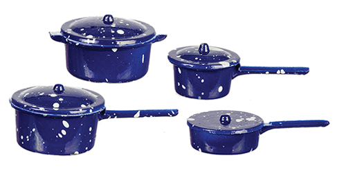 Blue Spatter Pot Set, 8 pc.,